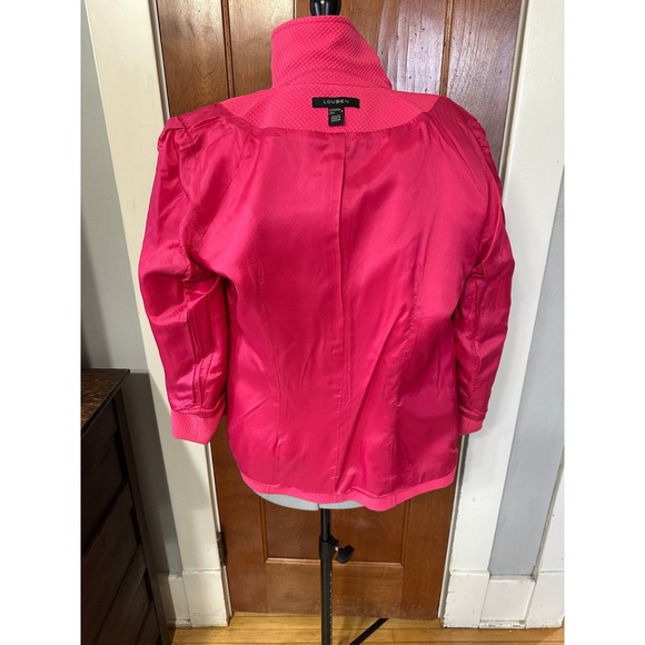 LOUBEN Hot Pink Textured Blazer Jacket Women's Size 8 Button Front - Picture 5 of 10